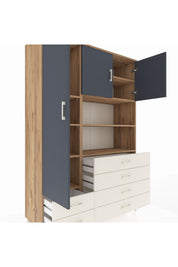 Hyperion Dolap 8 Raflı 6 Çekmeceli 3 Kapaklı 132x44x195 Çam-Antrasit/Aytaşı