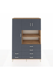 Hyperion Dolap 8 Raflı 6 Çekmeceli 3 Kapaklı 132x44x195 Çam-Antrasit/Antrasit