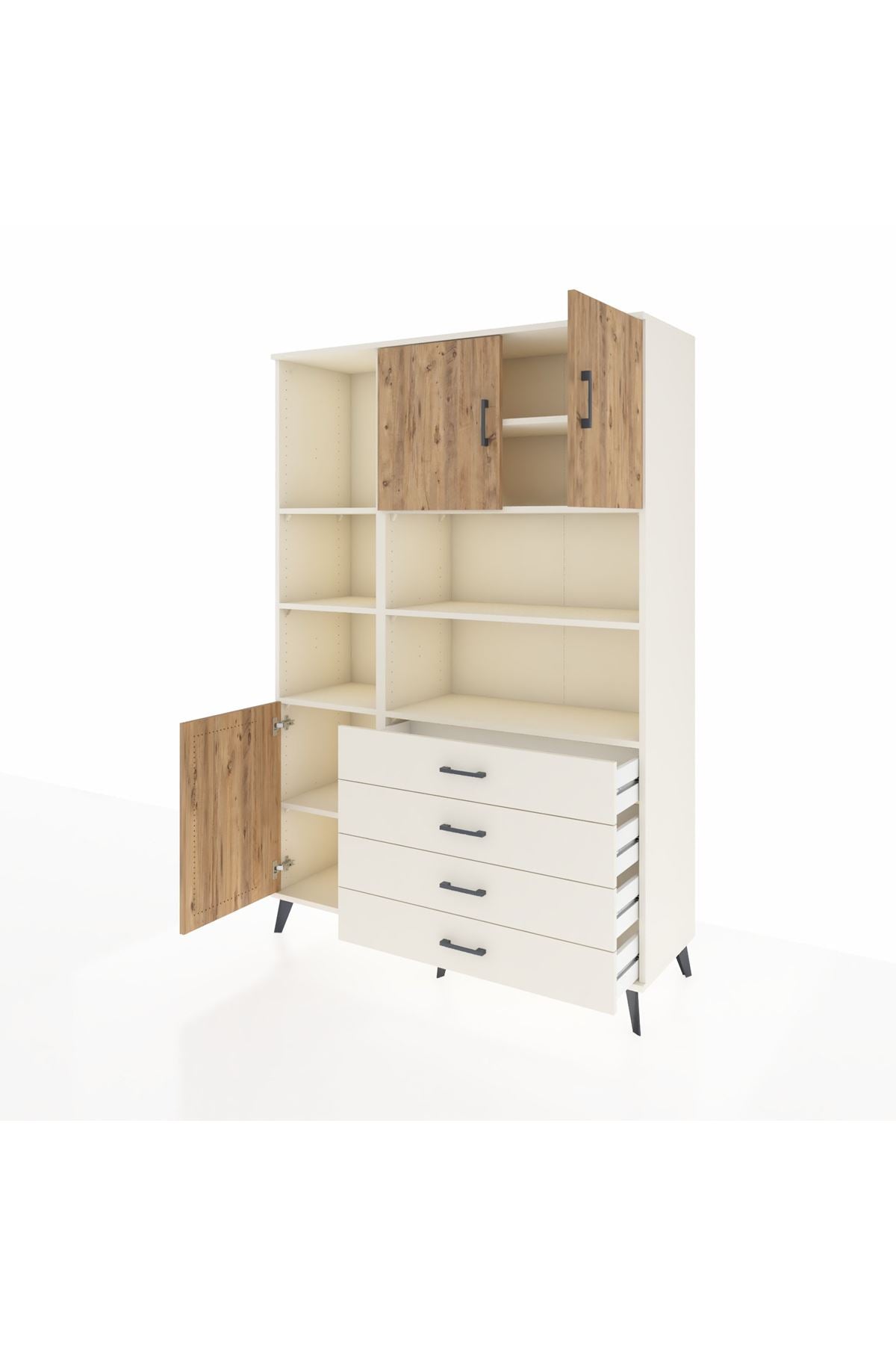 Hyperion Dolap 8 Raflı 4 Çekmeceli 3 Kapaklı 132x44x195 Aytaşı-Çam/Aytaşı