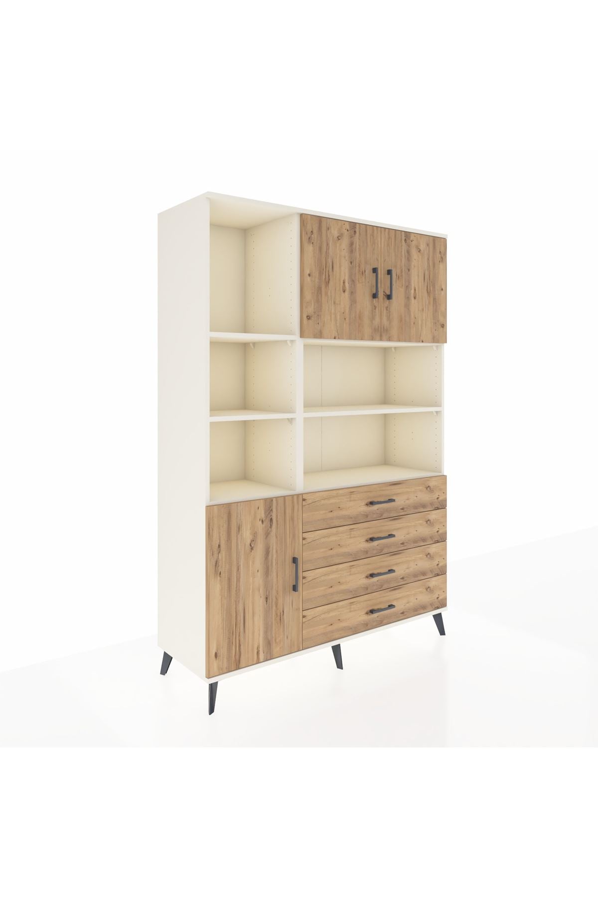 Hyperion Dolap 8 Raflı 4 Çekmeceli 3 Kapaklı 132x44x195 Aytaşı-Çam/Çam