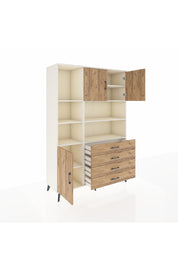 Hyperion Dolap 8 Raflı 4 Çekmeceli 3 Kapaklı 132x44x195 Aytaşı-Çam/Çam