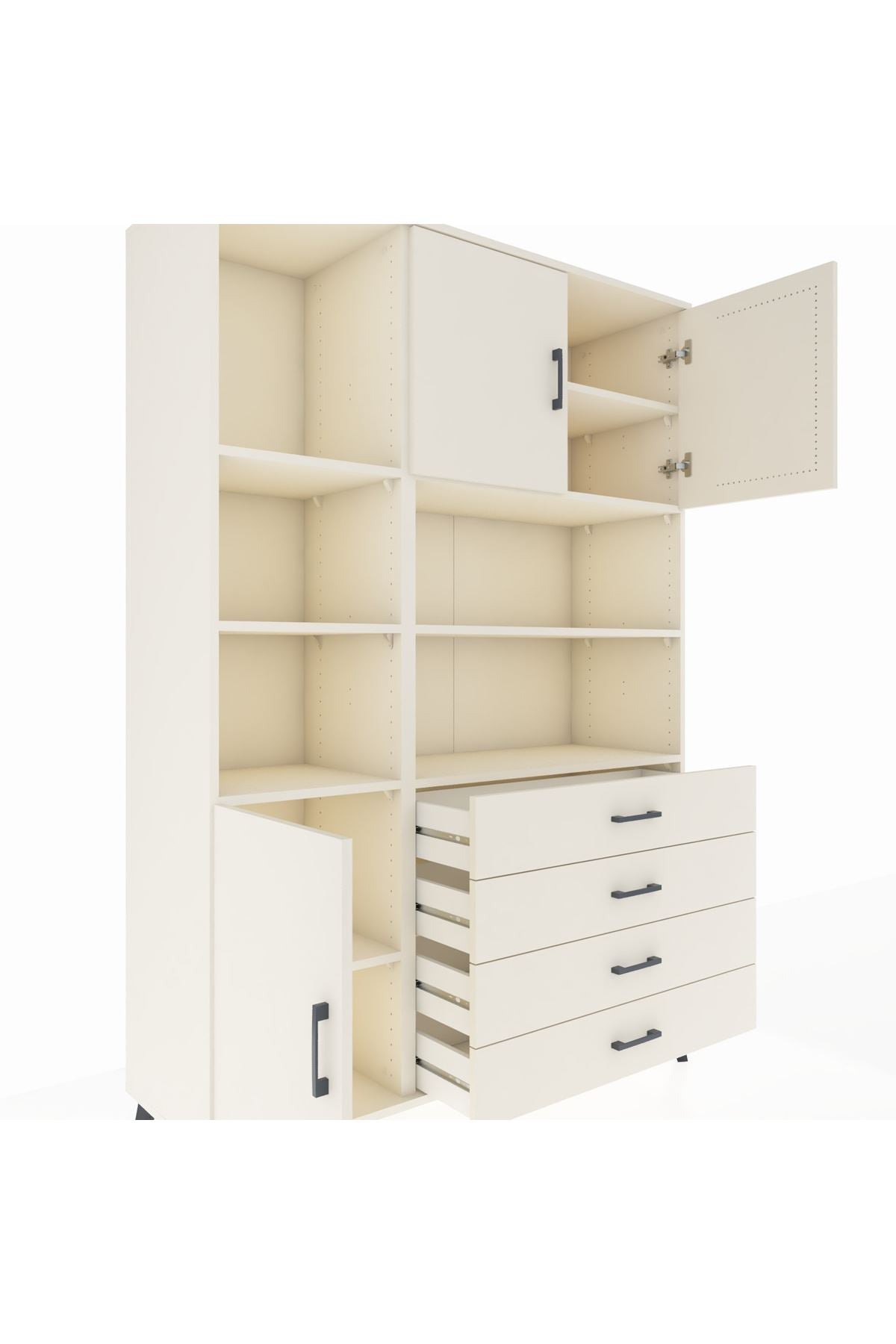 Hyperion Dolap 8 Raflı 4 Çekmeceli 3 Kapaklı 132x44x195 Aytaşı-Aytaşı/Aytaşı