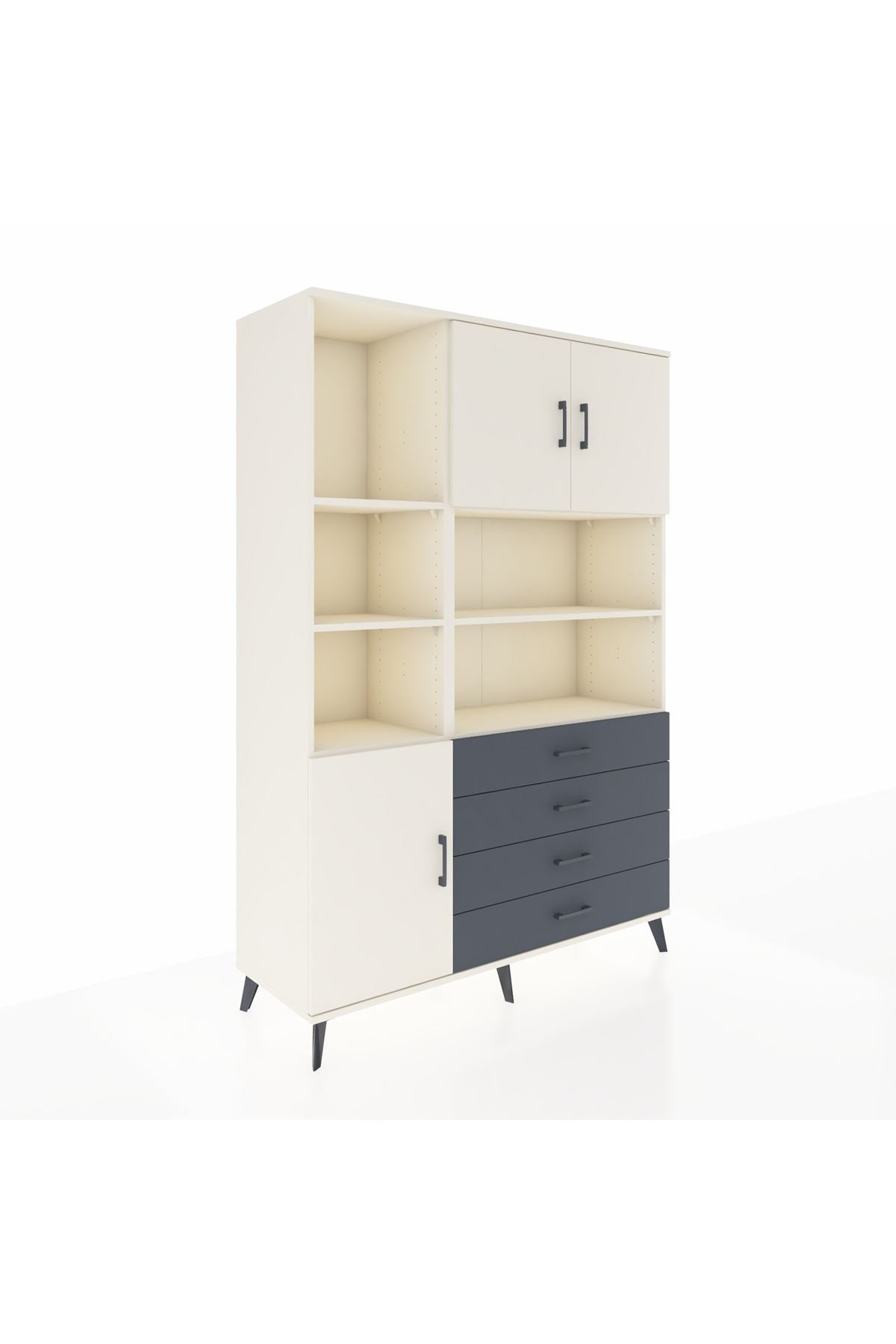 Hyperion Dolap 8 Raflı 4 Çekmeceli 3 Kapaklı 132x44x195 Aytaşı-Aytaşı/Antrasit