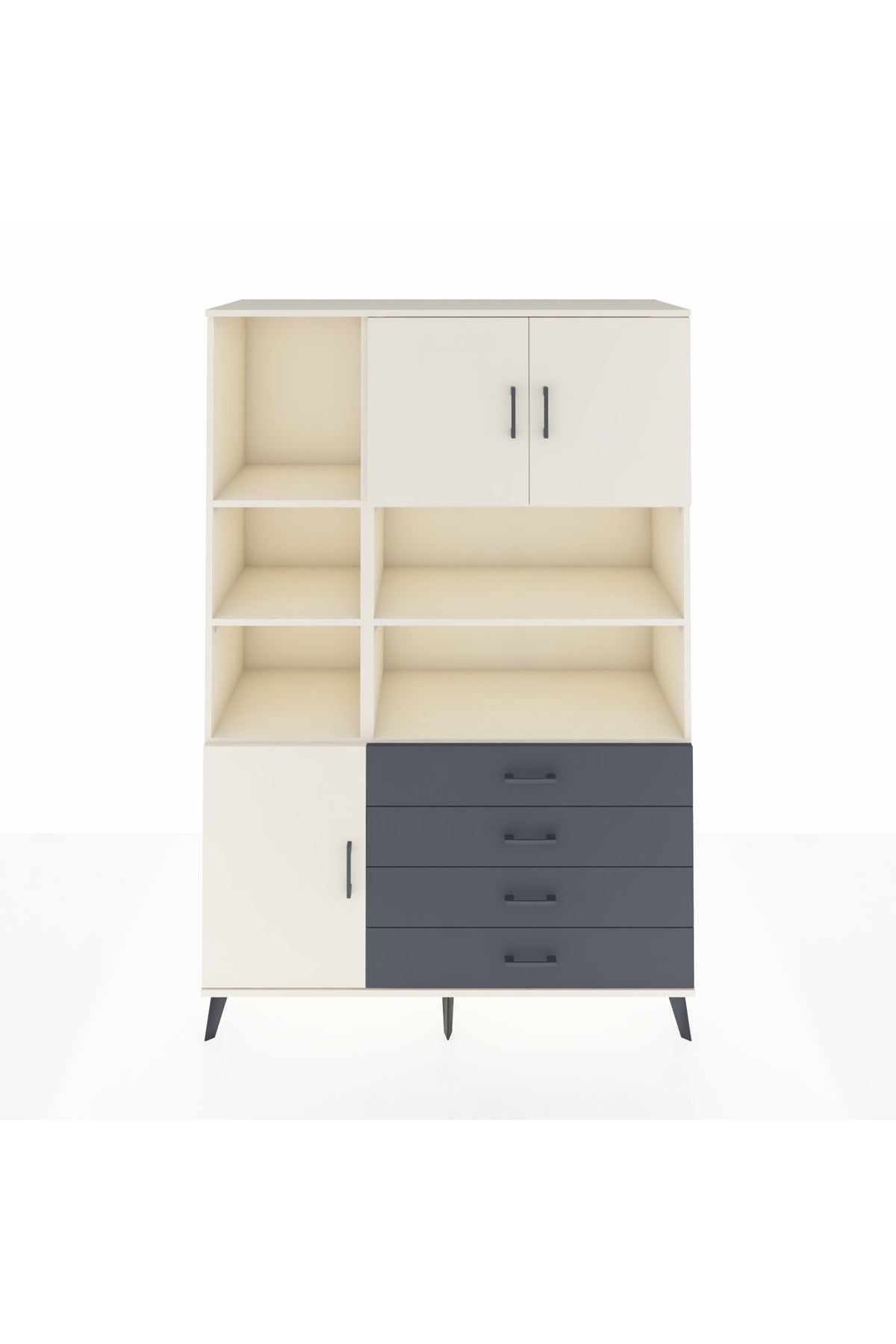 Hyperion Dolap 8 Raflı 4 Çekmeceli 3 Kapaklı 132x44x195 Aytaşı-Aytaşı/Antrasit