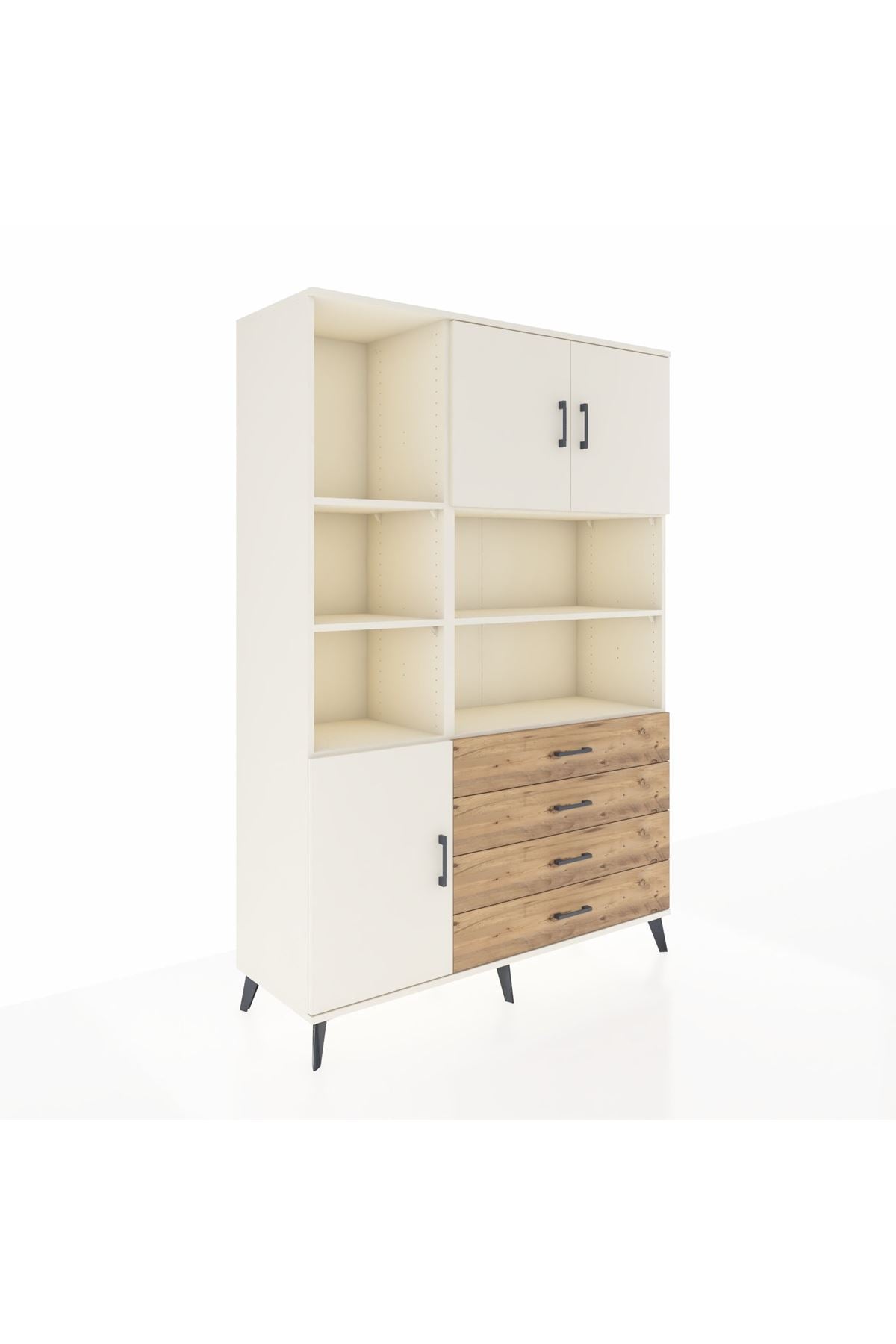 Hyperion Dolap 8 Raflı 4 Çekmeceli 3 Kapaklı 132x44x195 Aytaşı-Aytaşı/Çam