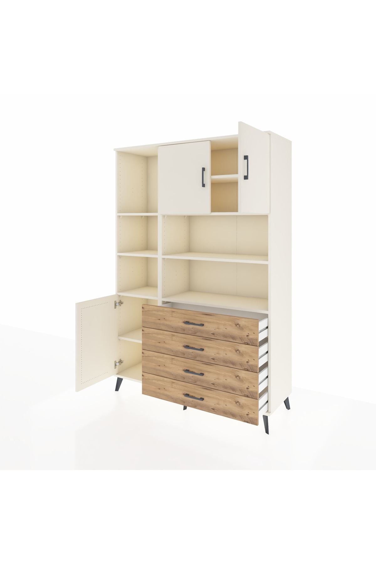 Hyperion Dolap 8 Raflı 4 Çekmeceli 3 Kapaklı 132x44x195 Aytaşı-Aytaşı/Çam