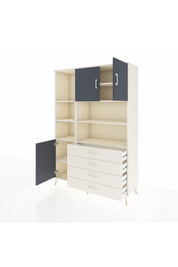 Hyperion Dolap 8 Raflı 4 Çekmeceli 3 Kapaklı 132x44x195 Aytaşı-Antrasit/Aytaşı