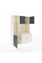 Hyperion Dolap 8 Raflı 4 Çekmeceli 3 Kapaklı 132x44x195 Aytaşı-Antrasit/Aytaşı