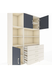 Hyperion Dolap 8 Raflı 4 Çekmeceli 3 Kapaklı 132x44x195 Aytaşı-Antrasit/Aytaşı