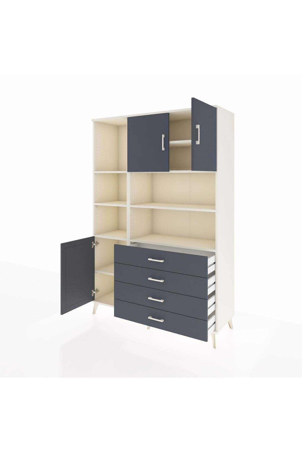 Hyperion Dolap 8 Raflı 4 Çekmeceli 3 Kapaklı 132x44x195 Aytaşı-Antrasit/Antrasit