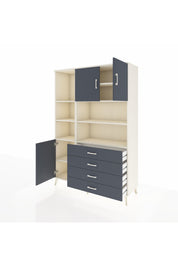 Hyperion Dolap 8 Raflı 4 Çekmeceli 3 Kapaklı 132x44x195 Aytaşı-Antrasit/Antrasit