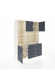 Hyperion Dolap 8 Raflı 4 Çekmeceli 3 Kapaklı 132x44x195 Aytaşı-Antrasit/Antrasit