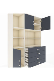Hyperion Dolap 8 Raflı 4 Çekmeceli 3 Kapaklı 132x44x195 Aytaşı-Antrasit/Antrasit