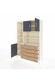 Hyperion Dolap 8 Raflı 4 Çekmeceli 3 Kapaklı 132x44x195 Aytaşı-Antrasit/Çam