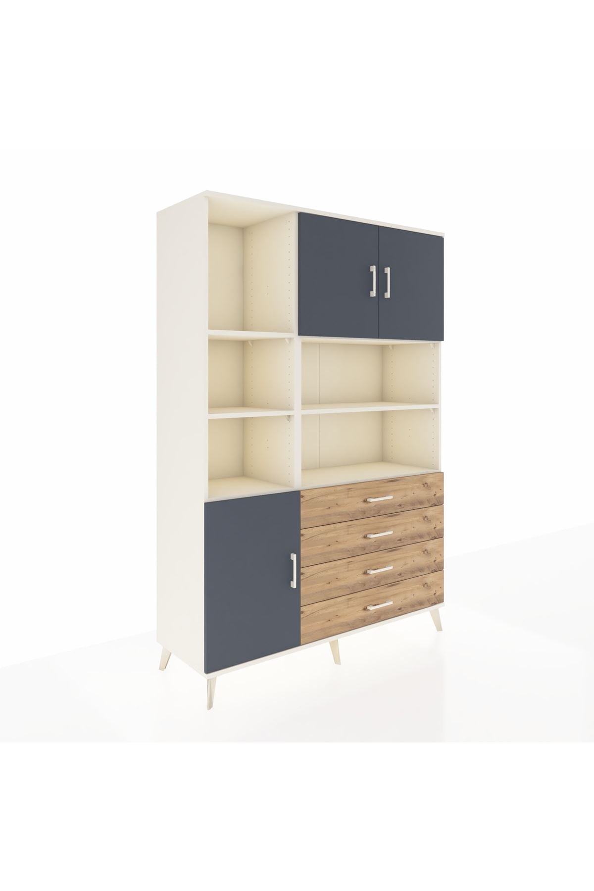 Hyperion Dolap 8 Raflı 4 Çekmeceli 3 Kapaklı 132x44x195 Aytaşı-Antrasit/Çam