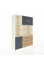 Hyperion Dolap 8 Raflı 4 Çekmeceli 3 Kapaklı 132x44x195 Aytaşı-Antrasit/Çam