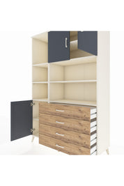 Hyperion Dolap 8 Raflı 4 Çekmeceli 3 Kapaklı 132x44x195 Aytaşı-Antrasit/Çam