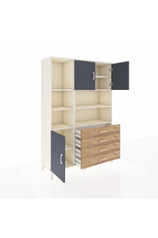 Hyperion Dolap 8 Raflı 4 Çekmeceli 3 Kapaklı 132x44x195 Aytaşı-Antrasit/Çam