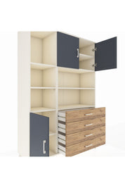 Hyperion Dolap 8 Raflı 4 Çekmeceli 3 Kapaklı 132x44x195 Aytaşı-Antrasit/Çam