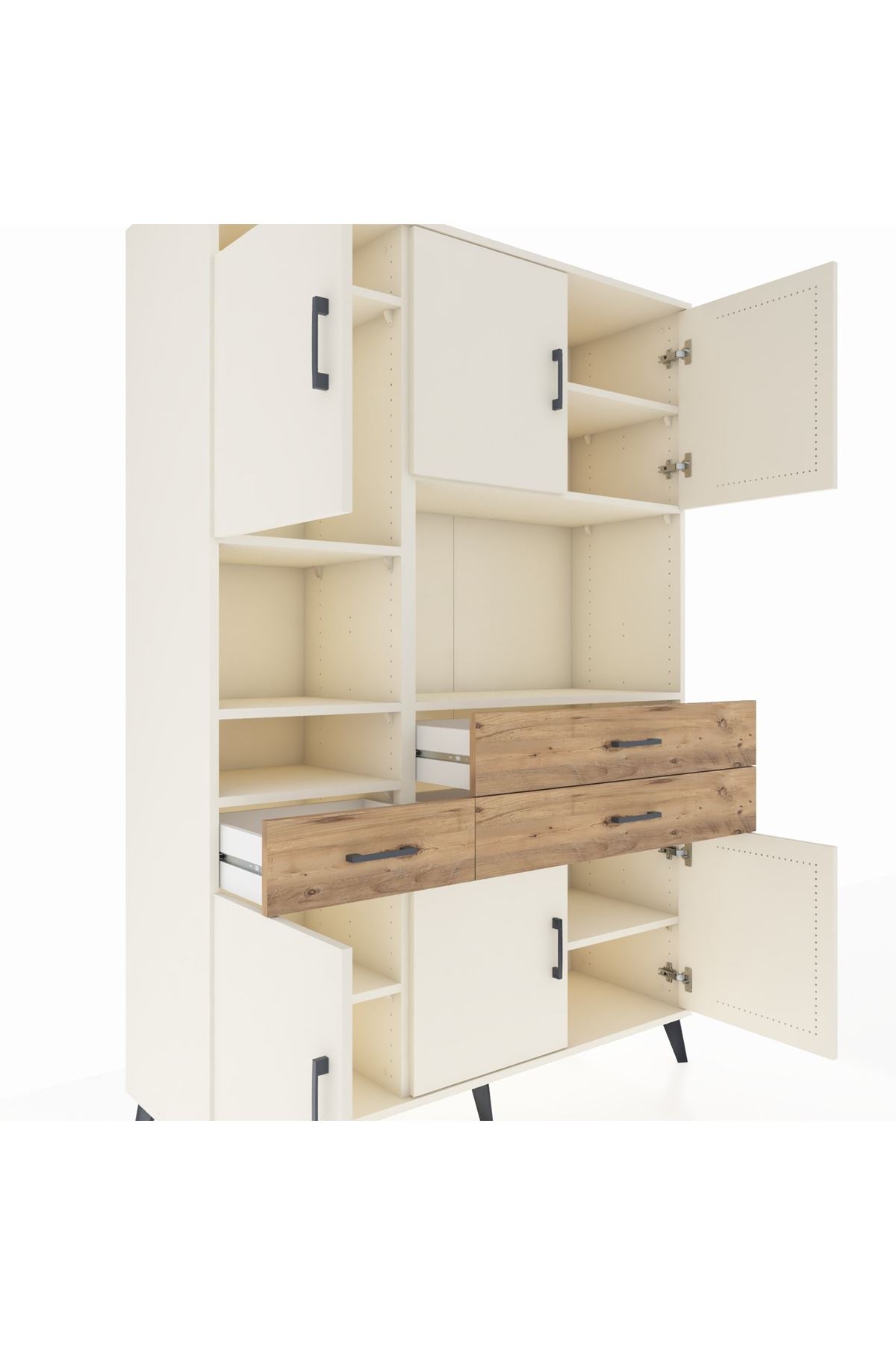 Hyperion Dolap 9 Raflı 3 Çekmeceli 6 Kapaklı 132x44x195 Aytaşı-Aytaşı/Çam