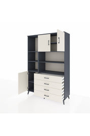 Hyperion Dolap 8 Raflı 4 Çekmeceli 3 Kapaklı 132x44x195 Antrasit-Aytaşı/Aytaşı