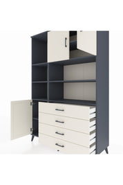 Hyperion Dolap 8 Raflı 4 Çekmeceli 3 Kapaklı 132x44x195 Antrasit-Aytaşı/Aytaşı