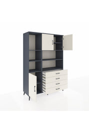 Hyperion Dolap 8 Raflı 4 Çekmeceli 3 Kapaklı 132x44x195 Antrasit-Aytaşı/Aytaşı
