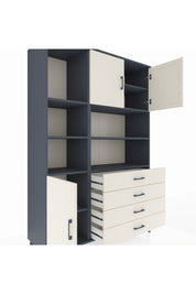 Hyperion Dolap 8 Raflı 4 Çekmeceli 3 Kapaklı 132x44x195 Antrasit-Aytaşı/Aytaşı