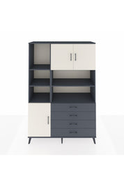 Hyperion Dolap 8 Raflı 4 Çekmeceli 3 Kapaklı 132x44x195 Antrasit-Aytaşı/Antrasit