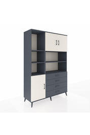 Hyperion Dolap 8 Raflı 4 Çekmeceli 3 Kapaklı 132x44x195 Antrasit-Aytaşı/Antrasit