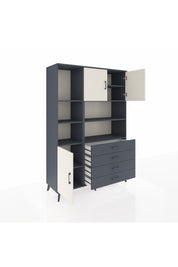Hyperion Dolap 8 Raflı 4 Çekmeceli 3 Kapaklı 132x44x195 Antrasit-Aytaşı/Antrasit
