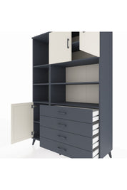 Hyperion Dolap 8 Raflı 4 Çekmeceli 3 Kapaklı 132x44x195 Antrasit-Aytaşı/Antrasit