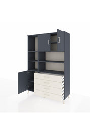 Hyperion Dolap 8 Raflı 4 Çekmeceli 3 Kapaklı 132x44x195 Antrasit-Antrasit/Aytaşı