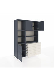 Hyperion Dolap 8 Raflı 4 Çekmeceli 3 Kapaklı 132x44x195 Antrasit-Antrasit/Aytaşı