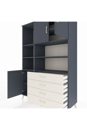 Hyperion Dolap 8 Raflı 4 Çekmeceli 3 Kapaklı 132x44x195 Antrasit-Antrasit/Aytaşı