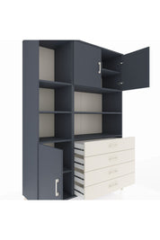 Hyperion Dolap 8 Raflı 4 Çekmeceli 3 Kapaklı 132x44x195 Antrasit-Antrasit/Aytaşı