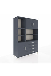 Hyperion Dolap 8 Raflı 4 Çekmeceli 3 Kapaklı 132x44x195 Antrasit-Antrasit/Antrasit
