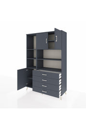 Hyperion Dolap 8 Raflı 4 Çekmeceli 3 Kapaklı 132x44x195 Antrasit-Antrasit/Antrasit