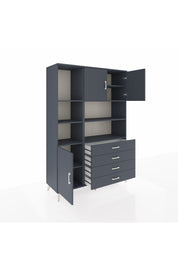 Hyperion Dolap 8 Raflı 4 Çekmeceli 3 Kapaklı 132x44x195 Antrasit-Antrasit/Antrasit
