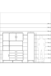 Hyperion Dolap 8 Raflı 4 Çekmeceli 3 Kapaklı 132x44x195 Antrasit-Antrasit/Antrasit