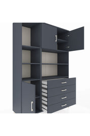 Hyperion Dolap 8 Raflı 4 Çekmeceli 3 Kapaklı 132x44x195 Antrasit-Antrasit/Antrasit