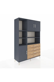 Hyperion Dolap 8 Raflı 4 Çekmeceli 3 Kapaklı 132x44x195 Antrasit-Antrasit/Çam