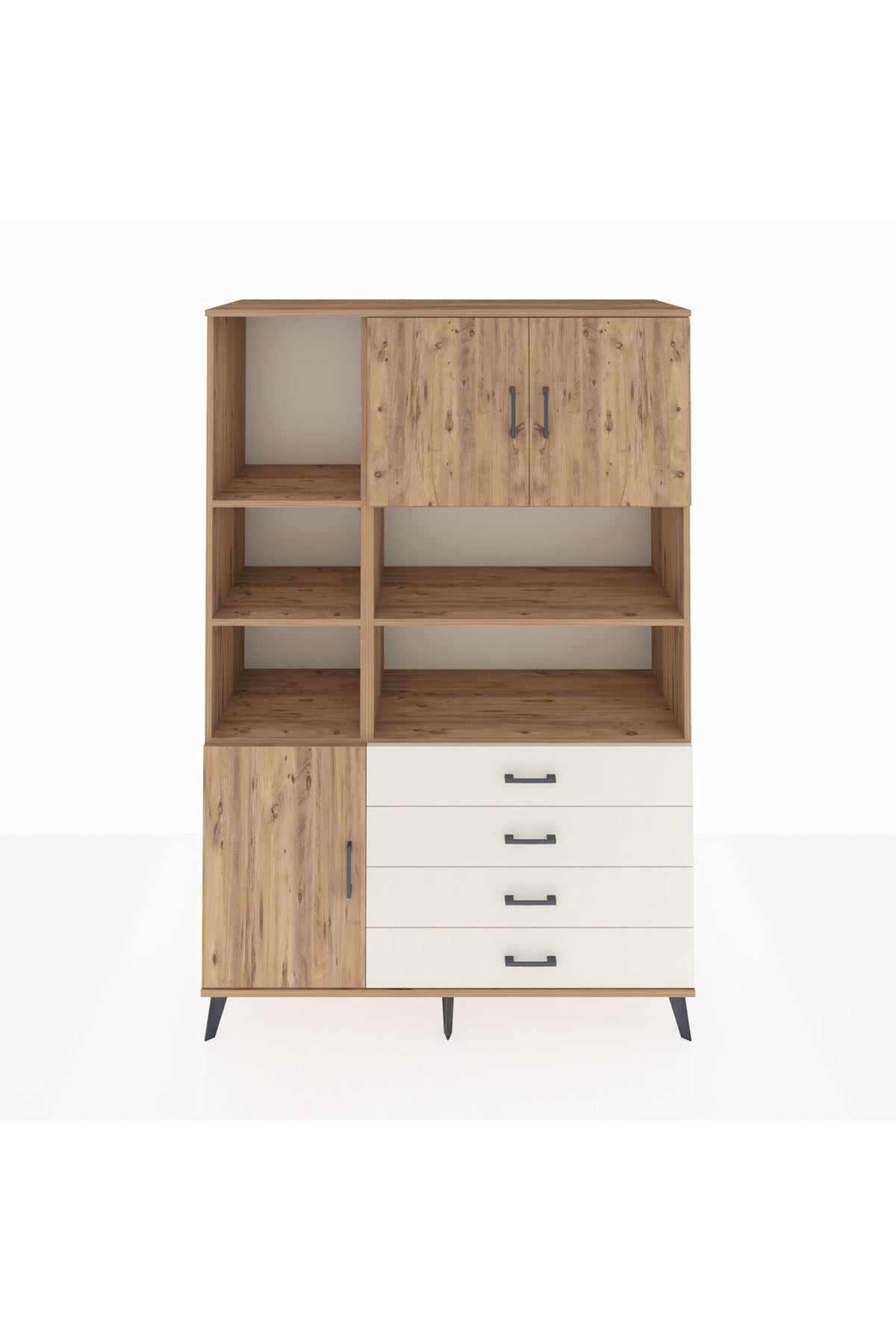 Hyperion Dolap 8 Raflı 4 Çekmeceli 3 Kapaklı 132x44x195 Çam-Çam/Aytaşı