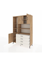 Hyperion Dolap 8 Raflı 4 Çekmeceli 3 Kapaklı 132x44x195 Çam-Çam/Aytaşı