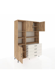 Hyperion Dolap 8 Raflı 4 Çekmeceli 3 Kapaklı 132x44x195 Çam-Çam/Aytaşı