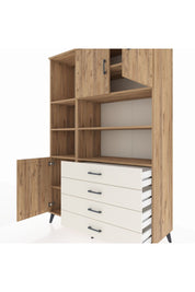 Hyperion Dolap 8 Raflı 4 Çekmeceli 3 Kapaklı 132x44x195 Çam-Çam/Aytaşı