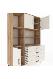 Hyperion Dolap 8 Raflı 4 Çekmeceli 3 Kapaklı 132x44x195 Çam-Aytaşı/Aytaşı