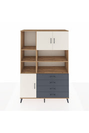 Hyperion Dolap 8 Raflı 4 Çekmeceli 3 Kapaklı 132x44x195 Çam-Aytaşı/Antrasit