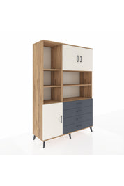 Hyperion Dolap 8 Raflı 4 Çekmeceli 3 Kapaklı 132x44x195 Çam-Aytaşı/Antrasit