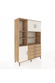 Hyperion Dolap 8 Raflı 4 Çekmeceli 3 Kapaklı 132x44x195 Çam-Aytaşı/Çam
